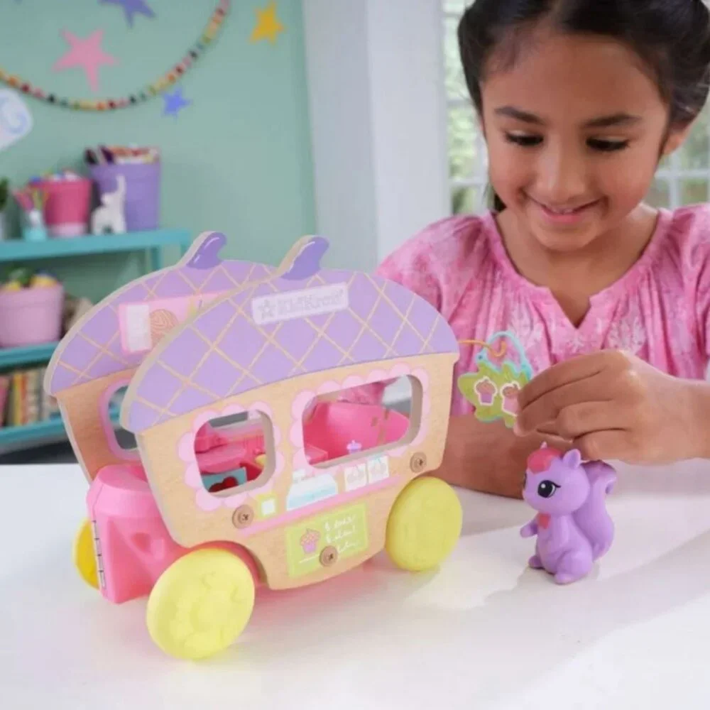 NEW KidKraft Squirrel Wooden Food Truck Doll Figure Bakery Montessori Play Set